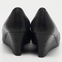 Pre Owned Tory Burch Black Leather Sally Wedge Pumps Size 39