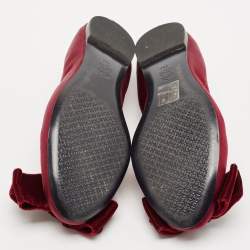 Pre Owned Tory Burch Burgundy Satin Viola Ballet Flats Size 37.5