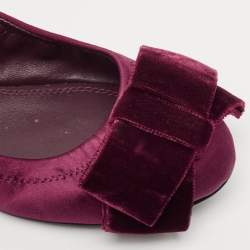 Pre Owned Tory Burch Burgundy Satin Viola Ballet Flats Size 37.5