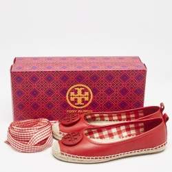 Tory Burch Red Leather Minnie Ballet Flats Size 39