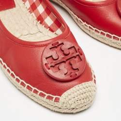Tory Burch Red Leather Minnie Ballet Flats Size 39
