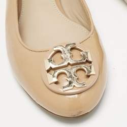Tory Burch Beige Patent Leather Claire Ballet Flats Size 37