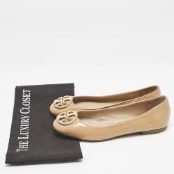 Tory Burch Beige Patent Leather Claire Ballet Flats Size 37