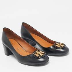 Tory Burch Black Leather Multi-Logo Pumps Size 38