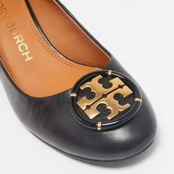 Tory Burch Black Leather Multi-Logo Pumps Size 38