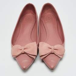 Tory Burch Pink Leather Bow Ballet Flats Size 38