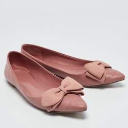 Tory Burch Pink Leather Bow Ballet Flats Size 38