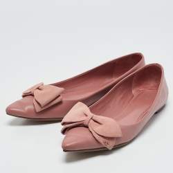 Tory Burch Pink Leather Bow Ballet Flats Size 38