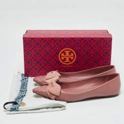 Tory Burch Pink Leather Bow Ballet Flats Size 38