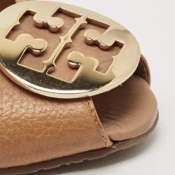 Tory Burch Brown Leather Selma Wedge Pumps Size 39.5 
