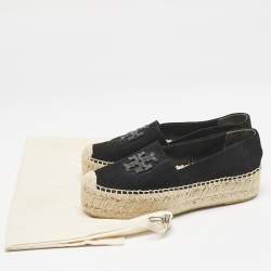 Pre Owned Tory Burch Black Suede Platform Espadrilles Size 38