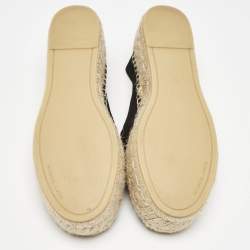 Pre Owned Tory Burch Black Suede Platform Espadrilles Size 38