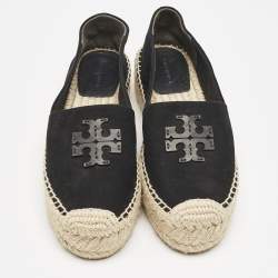 Pre Owned Tory Burch Black Suede Platform Espadrilles Size 38