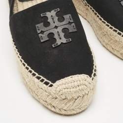 Pre Owned Tory Burch Black Suede Platform Espadrilles Size 38