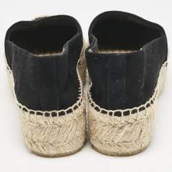 Pre Owned Tory Burch Black Suede Platform Espadrilles Size 38