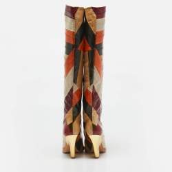 Tory Burch Multicolor Eel Leather Knee Length Boots Size 35.5