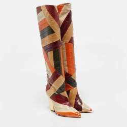 Tory Burch Multicolor Eel Leather Knee Length Boots Size 35.5