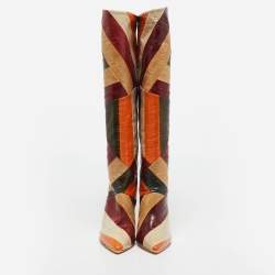 Tory Burch Multicolor Eel Leather Knee Length Boots Size 35.5