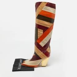Tory Burch Multicolor Eel Leather Knee Length Boots Size 35.5