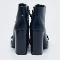 Tory Burch Navy Blue Leather Bond Booties Size 37