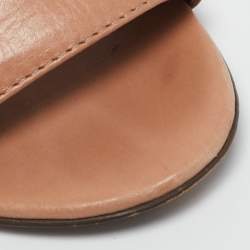 Pre Owned Tory Burch Peach Leather Buckle Cross Strap Sandals Size 37