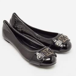 Tory Burch Black Patent Leather Cline Ballet Flats Size 36