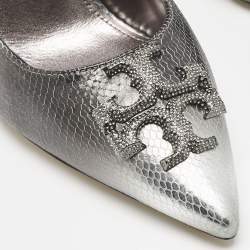 Tory Burch Ombre Grey Snakeskin Embossed Leather Eleanor Pavé Pumps Size 39