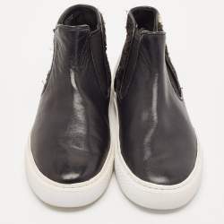Tory Burch Black Fabric and Leather Rosette High Top Sneakers Size 36.5