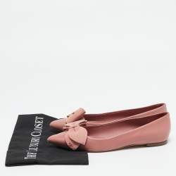 Pre Owned Tory Burch Pink Leather and Suede Bow Ballet Flats Size 37