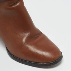 Tory Burch Brown Leather Ankle Length Boots Size 36.5