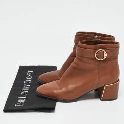Tory Burch Brown Leather Ankle Length Boots Size 36.5