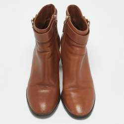 Tory Burch Brown Leather Ankle Length Boots Size 36.5