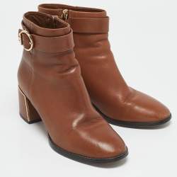 Tory Burch Brown Leather Ankle Length Boots Size 36.5