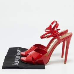 Tory Burch Red Patent Leather Cross Strap Ankle Strap Sandals Size 38
