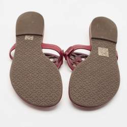 Tory Burch Burgundy Leather Miller Thong Flats Size 37