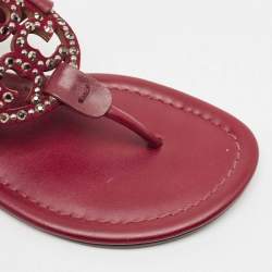Tory Burch Burgundy Leather Miller Thong Flats Size 37