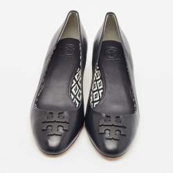 Pre Owned Tory Burch Navy Blue Leather Lowell Pumps Size 38