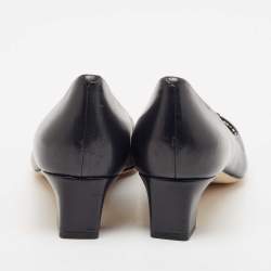 Pre Owned Tory Burch Navy Blue Leather Lowell Pumps Size 38