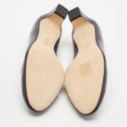 Pre Owned Tory Burch Navy Blue Leather Lowell Pumps Size 38