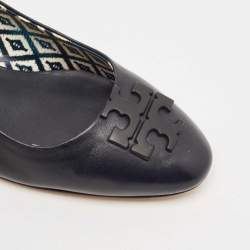 Pre Owned Tory Burch Navy Blue Leather Lowell Pumps Size 38