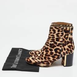 Tory Burch Brown Calf Hair Leopard Print  Gigi Ankle Length Boots Size 36.5