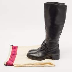Tory Burch Black Leather Mid Calf Boots Size 39