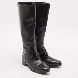 Tory Burch Black Leather Mid Calf Boots Size 39