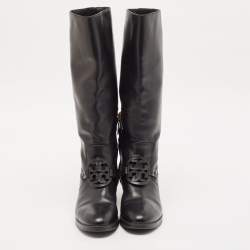 Tory Burch Black Leather Mid Calf Boots Size 39