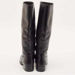 Tory Burch Black Leather Mid Calf Boots Size 39