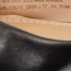 Tory Burch Black Leather Logo Lowell Ballet Flats Size 37.5