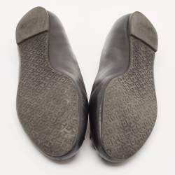 Tory Burch Black Leather Logo Lowell Ballet Flats Size 37.5