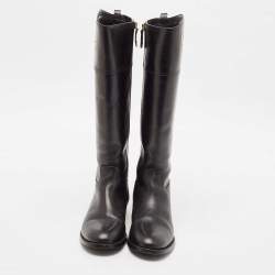 Tory Burch Black Leather Kiernan Riding Boots Size 39