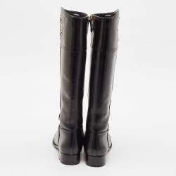 Tory Burch Black Leather Kiernan Riding Boots Size 39