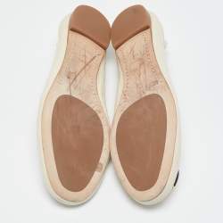 Pre Owned Tory Burch Cream Leather Minnie Ballet Flats Size 39